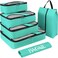 BAGAIL 6 Set Packing CubesTravel Luggage Packing Organizers5setLaundry bag Turquoise