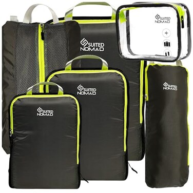 SUITEDNOMAD Ultralight Compression Packing Cubes Set Suitcase and Backpack Travel Organizer Bags
