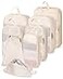 Bunnychill 6 Set Compression Packing Cubes for Travel Portable Zipper Packing Cube for Cloting Expandable Space Saver Storage Luggage Organizer Bags for SuitcasesBeige