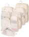 Bunnychill 6 Set Compression Packing Cubes for Travel Portable Zipper Packing Cube for Cloting Expandable Space Saver Storage Luggage Organizer Bags for SuitcasesBeige