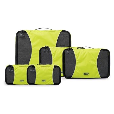 GOX Premium 5Piece Packing Cubes Set for Travel Lightweight Durable Luggage Organizer Bags with Double Zipper Mesh Top 1 Large 2 Medium 2 Small Nylon SpaceSaving Suitcase Storage Green