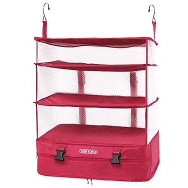 TABITORA Portable Hanging Travel Shelves Bag Packing Cube Organizer Suitcase Storage Large Capacity Rose L