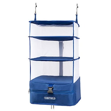 TABITORA Portable Hanging Travel Shelves Bag Packing Cube Organizer Suitcase Storage Large Capacity Blue L