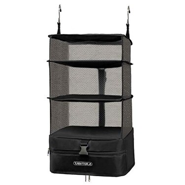 TABITORA Portable Hanging Travel Shelves Bag Packing Cube Organizer Suitcase Storage Large Capacity Black L