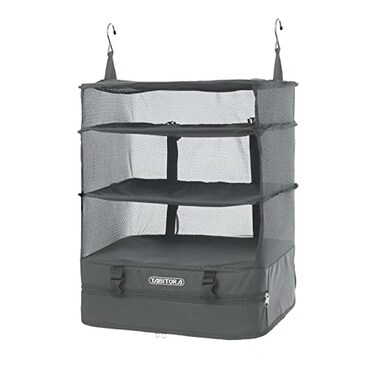 TABITORA Portable Hanging Travel Shelves Bag Packing Cube Organizer Suitcase Storage Large Capacity Grey L