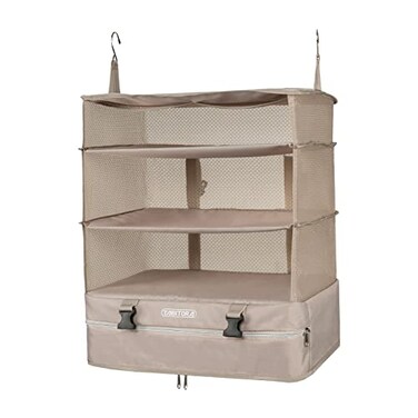 TABITORA Portable Hanging Travel Shelves Bag Packing Cube Organizer Suitcase Storage Large Capacity Beige XL