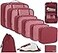 BAGAIL 10 Set Packing Cubes Various Sizes Packing Organizer for Travel Accessories Luggage Carry On SuitcaseBurgundy