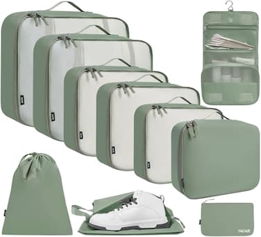 BAGAIL 10 Set Packing Cubes Various Sizes Packing Organizer for Travel Accessories Luggage Carry On SuitcaseMatcha Green