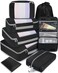 BAGAIL 8 Set Packing Cubes Various Sizes Packing Organizer for Travel Accessories Luggage Carry On SuitcaseBlack