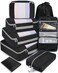 BAGAIL 8 Set Packing Cubes Various Sizes Packing Organizer for Travel Accessories Luggage Carry On SuitcaseBlack