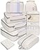 BAGAIL 8 Set Packing Cubes Various Sizes Packing Organizer for Travel Accessories Luggage Carry On SuitcaseBeige