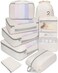 BAGAIL 8 Set Packing Cubes Various Sizes Packing Organizer for Travel Accessories Luggage Carry On SuitcaseBeige
