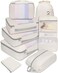 BAGAIL 8 Set Packing Cubes Various Sizes Packing Organizer for Travel Accessories Luggage Carry On SuitcaseBeige