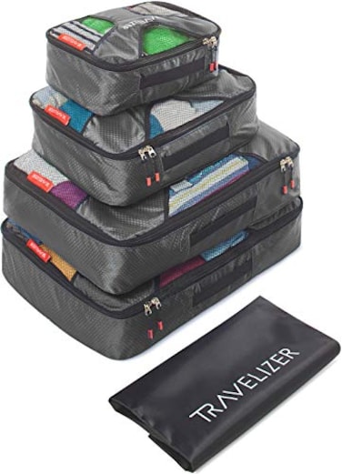 Travelizer Grey Travel Packing Cubes 5 pcs Luggage Organizer Set for Bag Suitcase