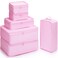 Mossio Luggage Organizer 6 Pack Foldable Travel Cubes Lightweight Storage Bag Pink