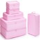 Mossio Luggage Organizer 6 Pack Foldable Travel Cubes Lightweight Storage Bag Pink