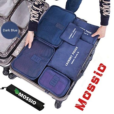 Mossio Packing Cubes 7 Sets Waterproof Lightweight Laundry Organizer Dark Blue