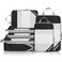 Prezon Compression Packing Cubes for Travel Lightweight Vacation Travel Essentials Travel Accessories for Suitcase Organizer Bags Set Durable Luggage Organizer 6 set Half Mesh Black