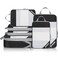 Prezon Compression Packing Cubes for Travel Lightweight Vacation Travel Essentials Travel Accessories for Suitcase Organizer Bags Set Durable Luggage Organizer 6 set Half Mesh Black