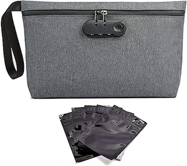 TARFEPA Large Storage Bag with Combination Lock Scent Resistent Containers Carbon Lined Money Organizer Travel Lock Bag Great Gifts for MenWomen