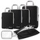 Gonex Compression Packing Cubes 6pcs Expandable Storage Travel Luggage Bags Organizers with Shoe Bag Clear Toiletry Bag Black