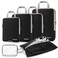 Gonex Compression Packing Cubes 6pcs Expandable Storage Travel Luggage Bags Organizers with Shoe Bag Clear Toiletry Bag Black