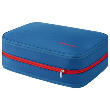 Bee Nesting BeeNesting 2 Layers Large Compression Packing Cubes for travel carry on Compressable Packing Bags for clothes 26L Blue red