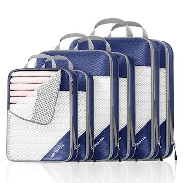 NICOSHOW 6 Set Compression Packing Cubes for Travel Compressible Lightweight and SpaceSaving Packing Cubes Travel Essentials for Women Navy