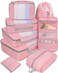 BAGAIL 8 Set Packing Cubes Various Sizes Packing Organizer for Travel Accessories Luggage Carry On SuitcasePink