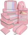 BAGAIL 8 Set Packing Cubes Various Sizes Packing Organizer for Travel Accessories Luggage Carry On SuitcasePink