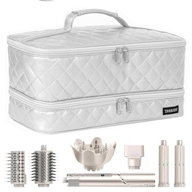 ZRRAJOY Double Layer Storage Case For Shark Flexstyle Travel Carrying Case For Shark 430440 Flexstyle Organizer Bag For Shark FlexstyleDyson Airwrap Styler Attachments Silver