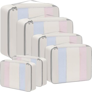 BAGAIL 6 Set Packing Cubes Various Sizes Packing Organizer for Travel Accessories Luggage Carry On SuitcaseBeige