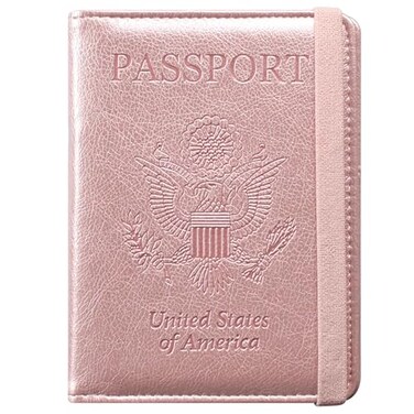 ACdream Passport and Vaccine Card Holder Combo Cover Case with CDC Vaccination Card Slot Leather Travel Documents Organizer Protector with RFID Blocking for Women and Men AARose Gold Compact
