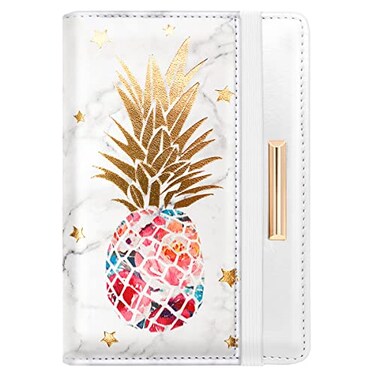 Coco Rossi Passport Holder CoverTraveling Passport Case Cute Passport Wallet for WomenGold Pineapple