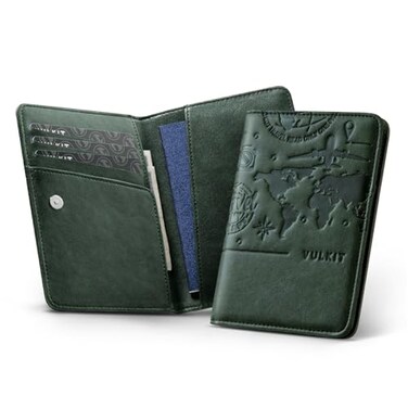VULKIT Passport Holder Magnetic Closure RFID Blocking Travel Wallet Passport Book Cover Boarding Pass Holder Travel Essentials