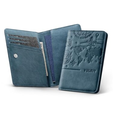 VULKIT Passport Holder Magnetic Closure RFID Blocking Travel Wallet Passport Book Cover Boarding Pass Holder Travel Essentials