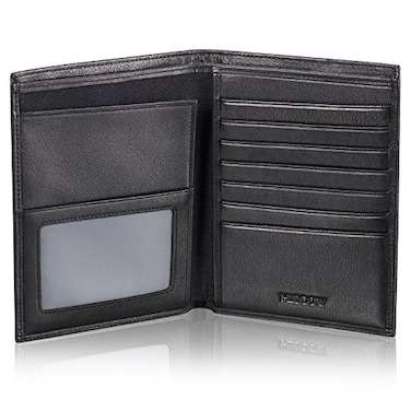 HISCOW Italian Leather Passport Holder for Travel RFID Blocking Wallet Cover with Secure Organizer for Men Women US Foreign Trips Black