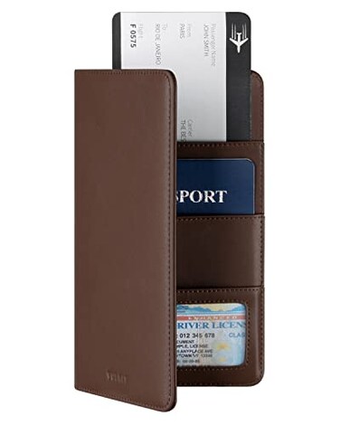 VULKIT Passport Wallet Premium Nappa Leather RFID Blocking Travel Wallet for Men Women