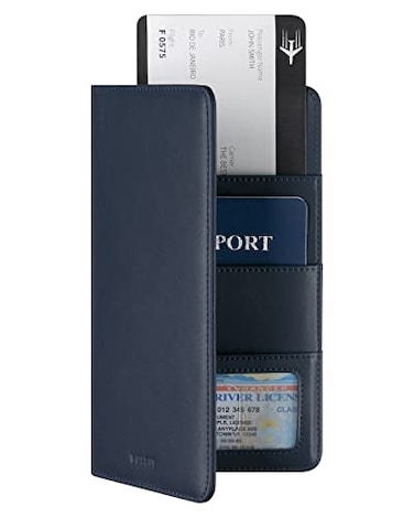 VULKIT Passport Wallet Premium Nappa Leather RFID Blocking Travel Wallet for Men Women