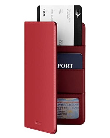 VULKIT Passport Wallet Premium Nappa Leather RFID Blocking Travel Wallet for Men Women