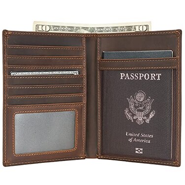 POLARE ORIGINAL Polare Luxury RFID Blocking Leather Passport Holder Travel Wallet For Men and Women Dark Brown