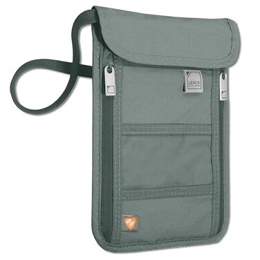 Lewis N. Clark Lewis N Clark Stash Neck Travel Wallet RFID Blocking Passport Holder Protect Personal Information Slate