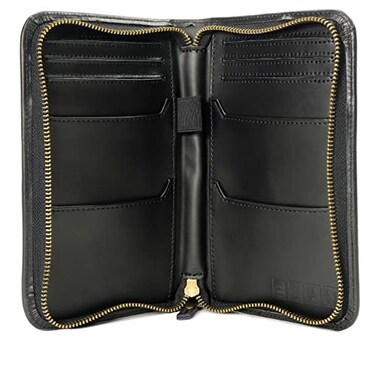 Excello Global Products Leather Travel Wallet Passport Holder Black Split Grain Leather