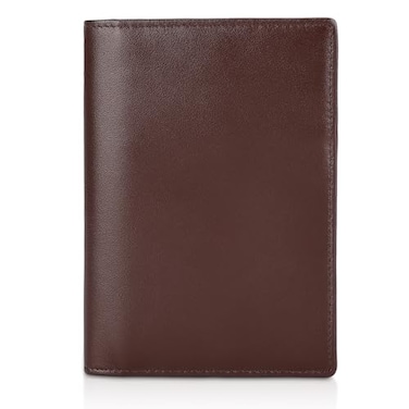 POLARE ORIGINAL Polare Slim RFID Blocking Leather Passport Holder Travel Bifold Wallet For Men Coffee