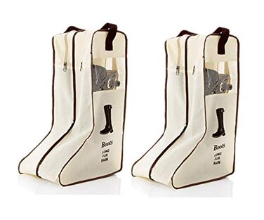 Hewnda Portable 2 Pack Boots StorageTall Boots StorageProtector Bag Boots Cover Beige