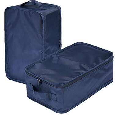 JJ POWER Travel Shoe Bags Foldable Waterproof Shoe Pouches OrganizerDouble Layer 2 Navy Bag