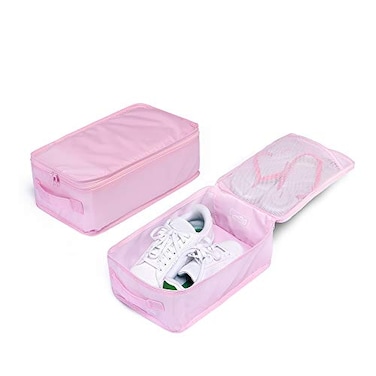 JJ POWER Travel Shoe Bags Foldable Waterproof Shoe Pouches OrganizerDouble Layer 2 Pink Shoe Bags
