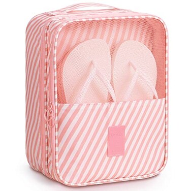Mossio Shoe Bags for Storage Shoe Pouch Weekend Bag Backpack Organizer Pink Striped