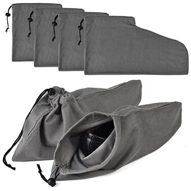 HAMBOLY 100 Cotton Shoe Bags 6 Pack Dust Cover Storage Pouch with Drawstring Closure for Travel Protecting Storing Shoes Grey 17 x 7 in
