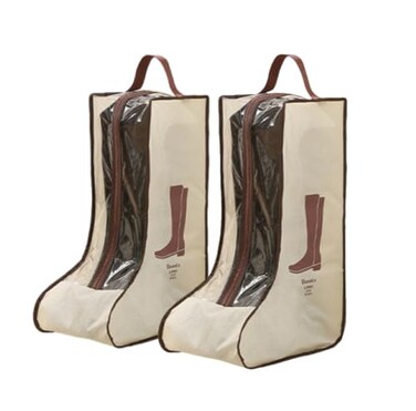 Rikyo 2 Set Boot Storage Portable Short Tall Boots Protector Bag DustFree Travel Shoe Sleeves Clear Cover for Sneakers BeigeTall